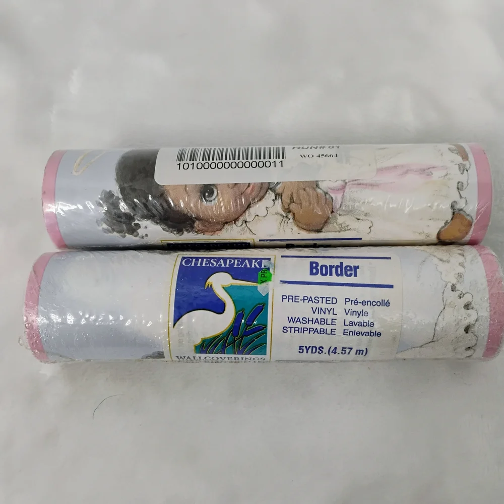 Lot Of 2 - 5yd‎ Baby Angel Nursery Wallpaper Border Vtg Chesapeake FF03272B M